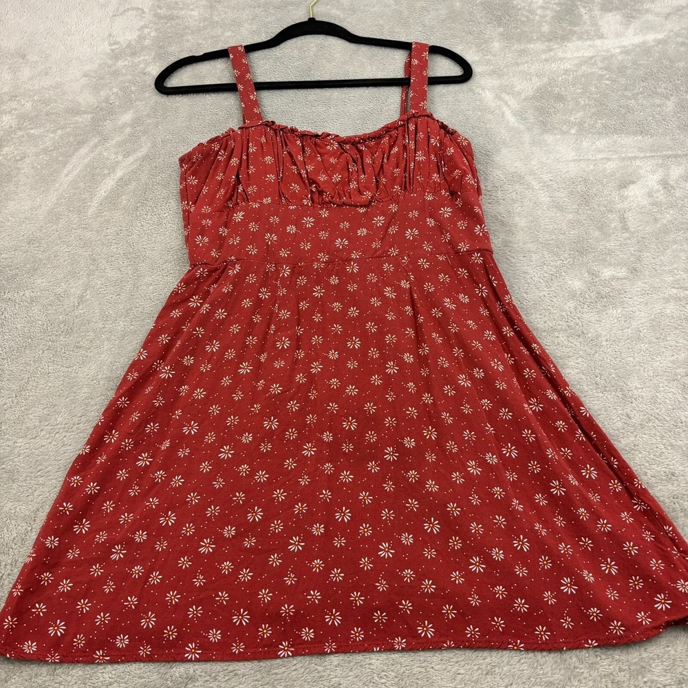Trixxi Baby‎ Doll Mini Dress Women XL Red Micro Floral Hippie Boho Cottage Y2K